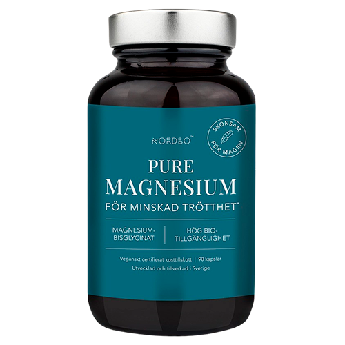 Pakning med Nordbo Pure Magnesium vegansk kosttilskud, 90 kapsler