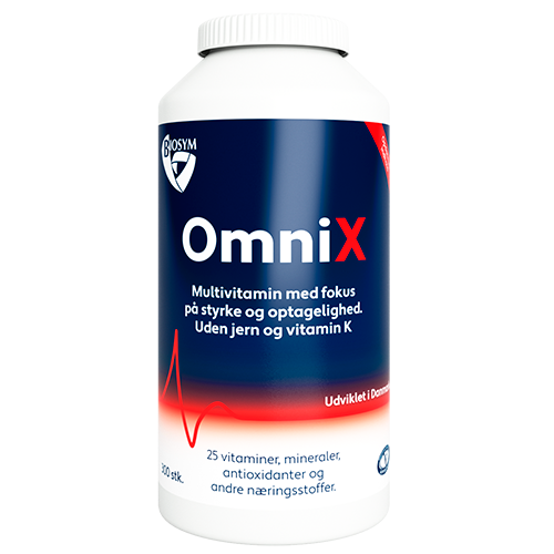 Pakke med Biosym OmniX vegetarisk multivitamin, 300 tabletter