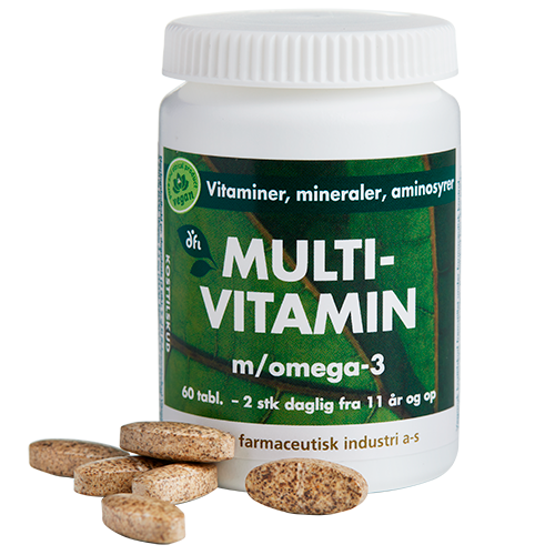 Pakning med Grønne Vitaminer Multivitamin med omega-3, 60 tabletter