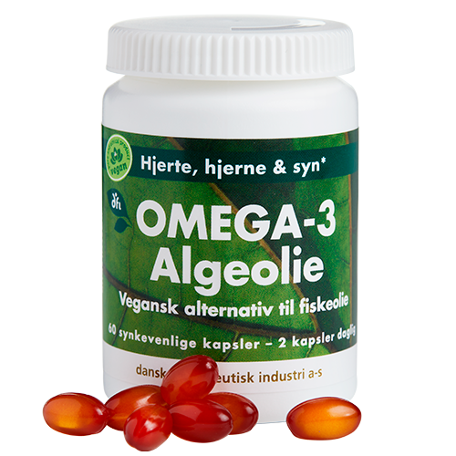Grønne Vitaminer Omega-3 algeolie, vegansk kosttilskud med 60 kapsler