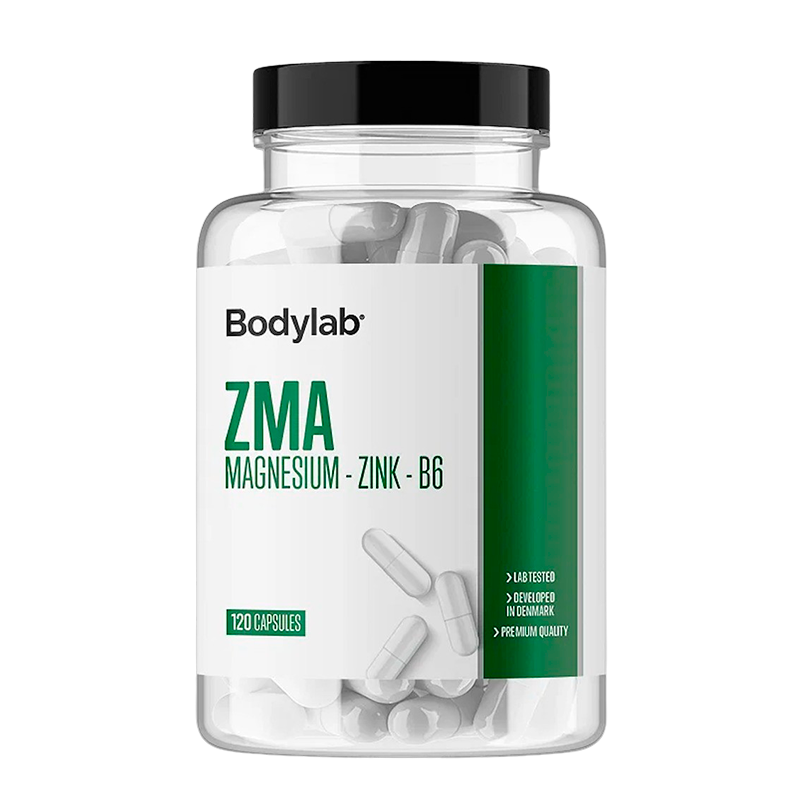 Bodylab ZMA kosttilskud i pakning med 120 kapsler