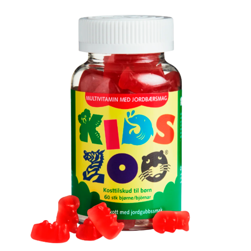 Pakke med Kids Zoo multivitamin gelébjørne med jordbærsmag, 60 stk.