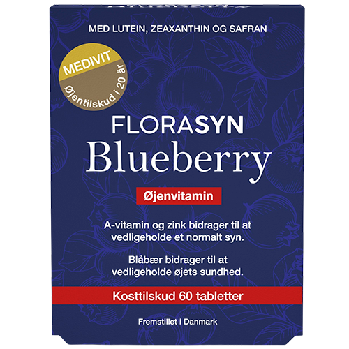 Pakning med Florasyn Blueberry Øjenvitamin, 60 tabletter
