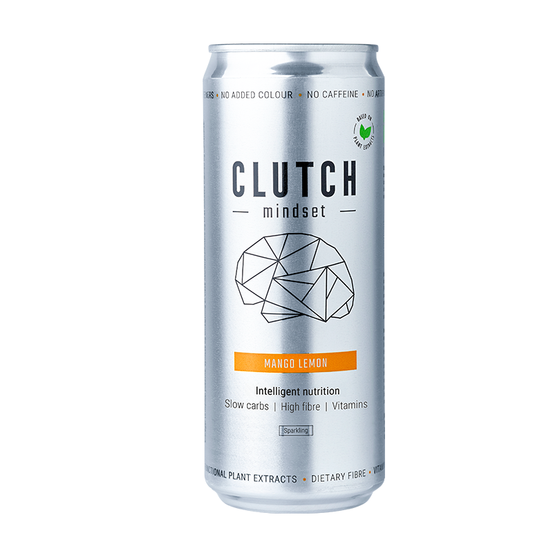 Dåse med Clutch Nutrition Mindset Mango Lemon drik, 330 ml