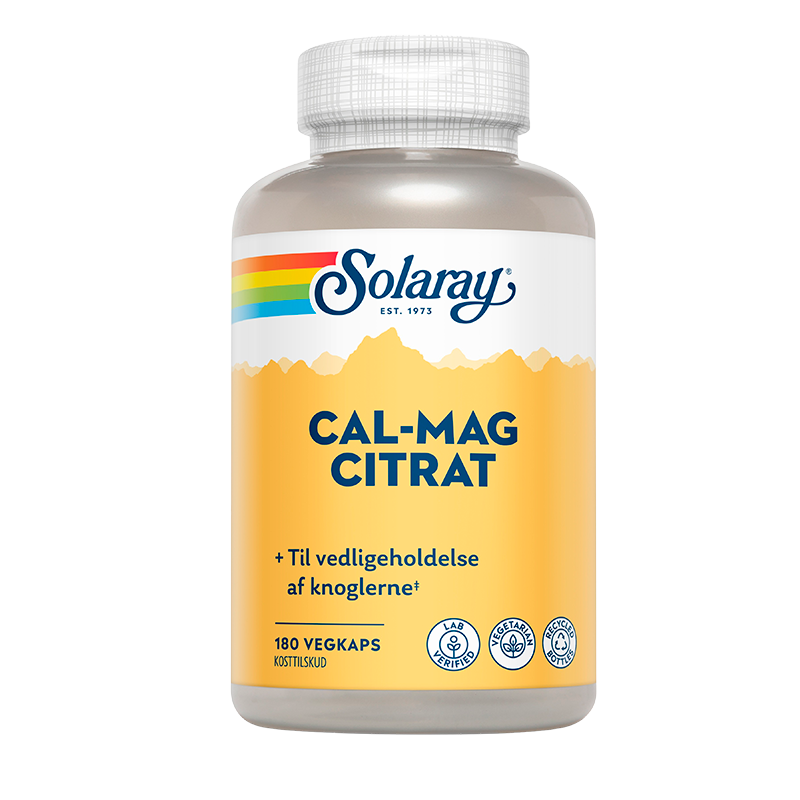 Solaray Cal-Mag Citrat kosttilskud med calcium og magnesium, 180 kapsler