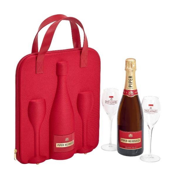 Piper-heidsieck Champagne Brut 0,75 Ltr Rejsetaske M. 2 Glas