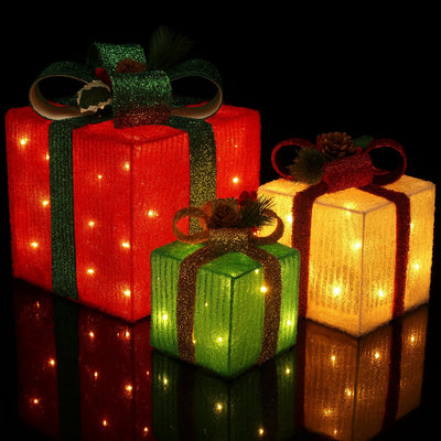 LED-Gaveæske, Kulørte -  Sæt med 3 stk. - rød, grøn & gul