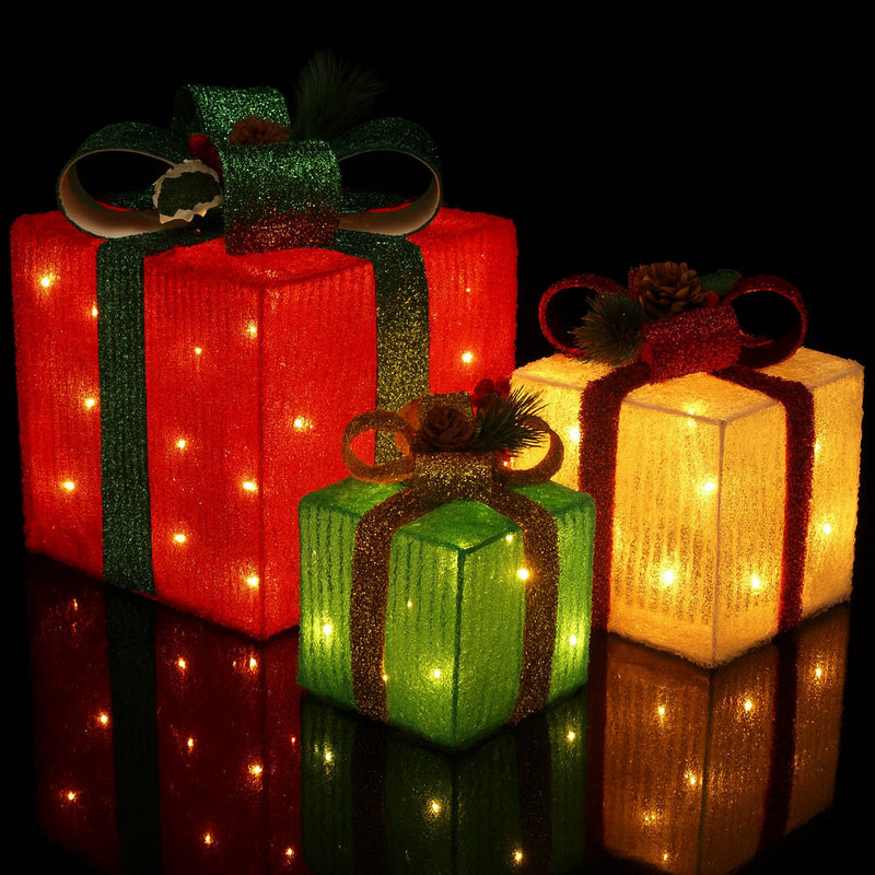 LED-Gaveæske, Kulørte -  Sæt med 3 stk. - rød, grøn & gul