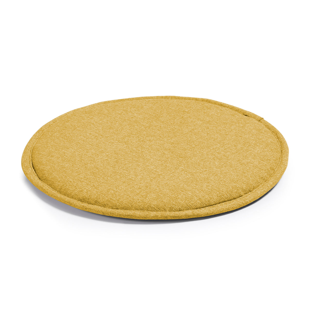 Kave Home Silke rund stolehynde i sennepsgult stof, diameter 35 cm