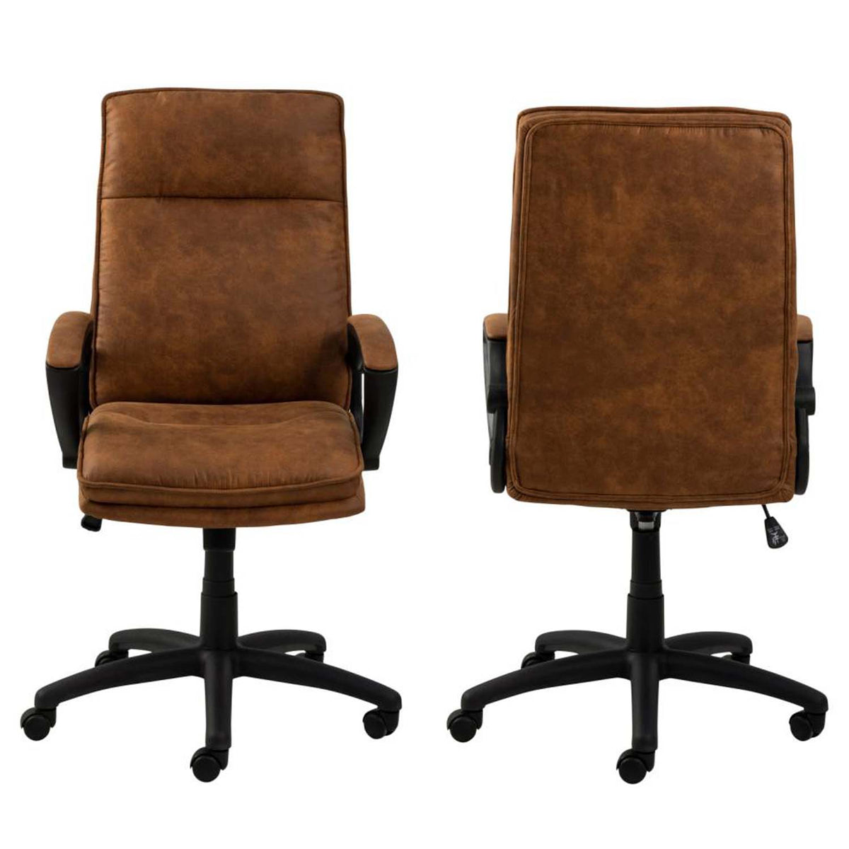Brad skrivebordsstol med armlæn i camel polyester og sort nylon fra Act Nordic