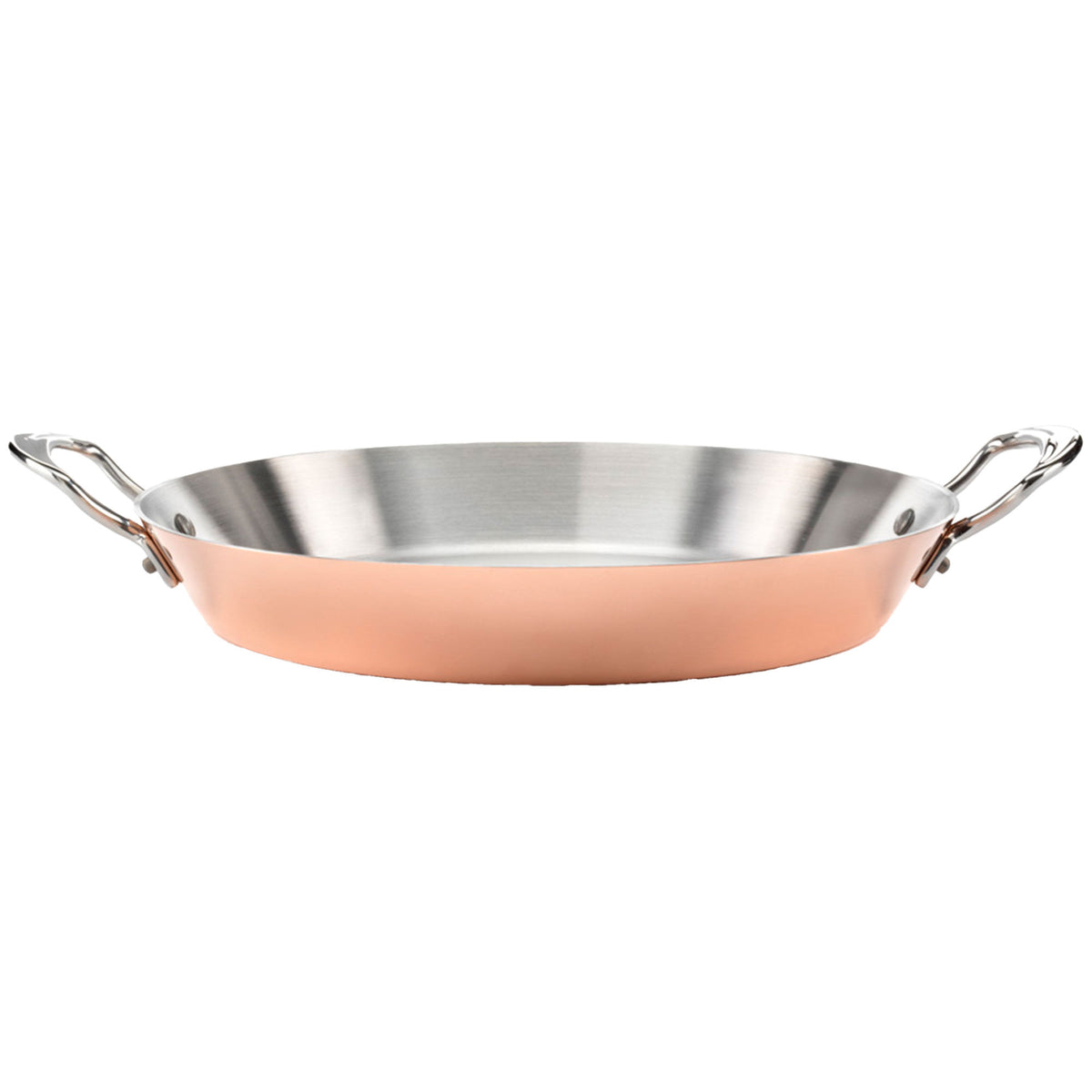 Paellapande i kobber fra Samuel Groves med en diameter på 30 cm