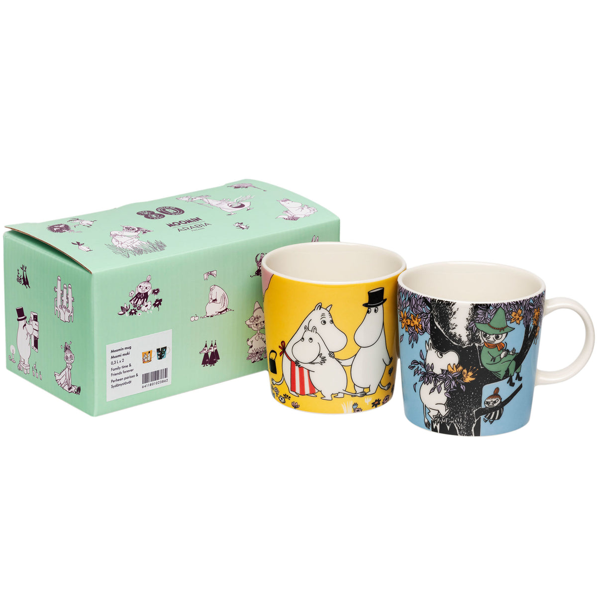 Sæt med to Moomin Arabia Familie & Venner krus på 0,3 liter