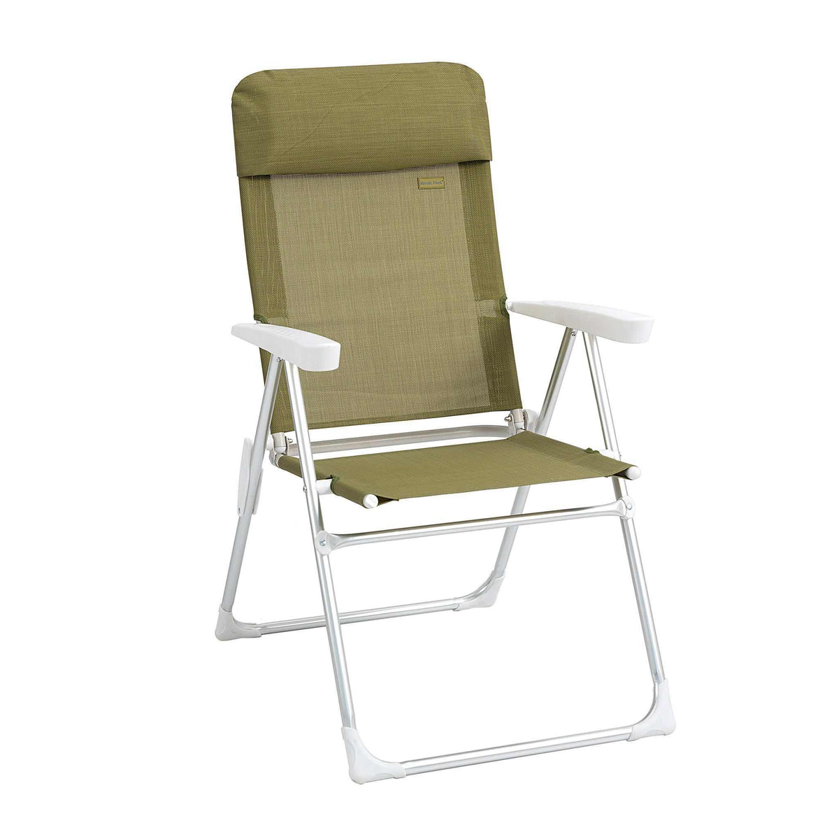 Campingstol i olive green med nakkestøtte og armlæn fra Nordic Peak