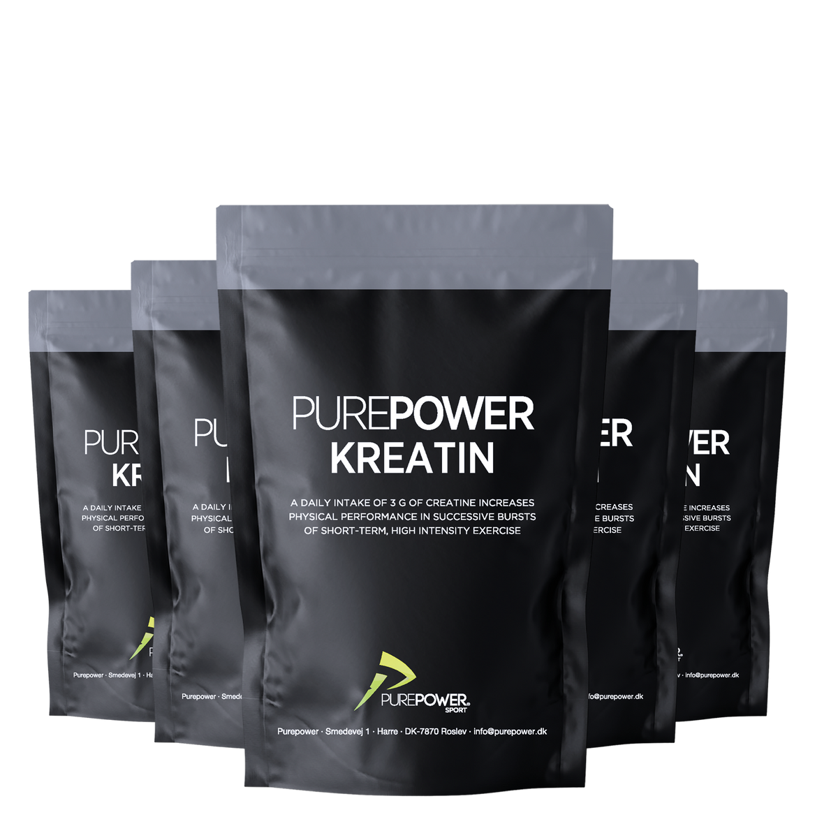 PurePower Kreatin Value Pack med fem poser kreatin monohydrat à 300 g