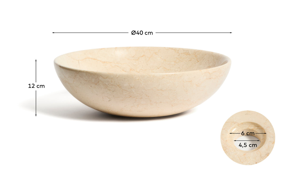 Kave Home Darnen rund bordplade håndvask i beige marmor, diameter 40 cm