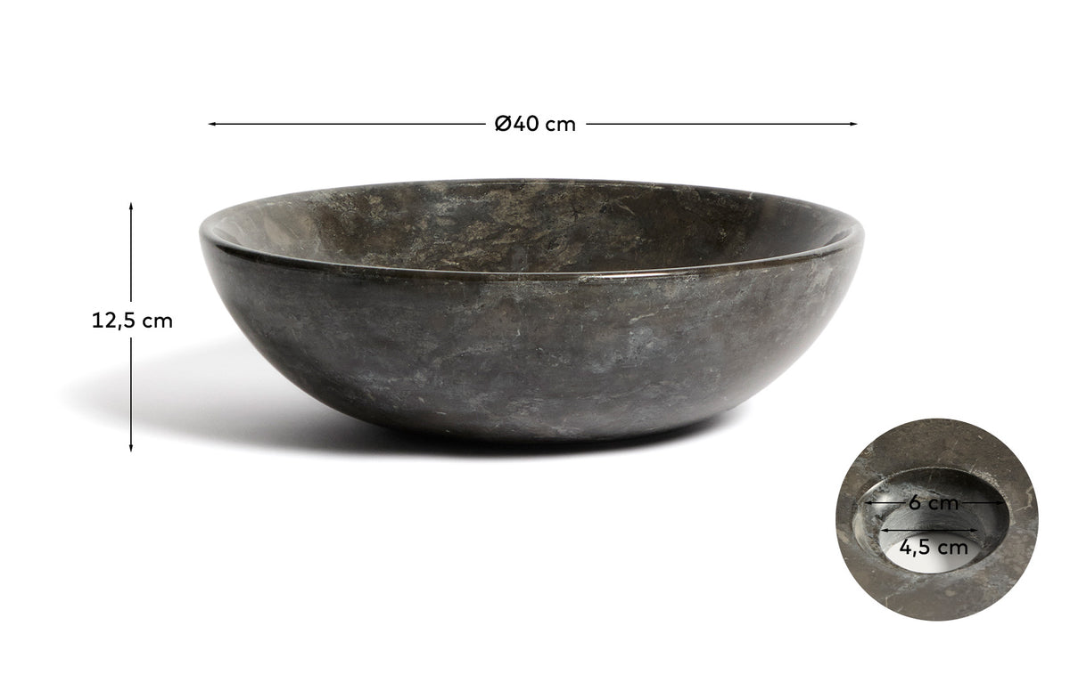 Kave Home Darnen rund bordplade håndvask i grå marmor, diameter 40 cm