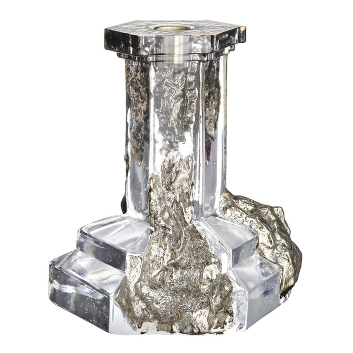 Rocky Baroque lysestage i glozzy glaze, 175 mm, designet af Hanna Hansdotter til Kosta Boda