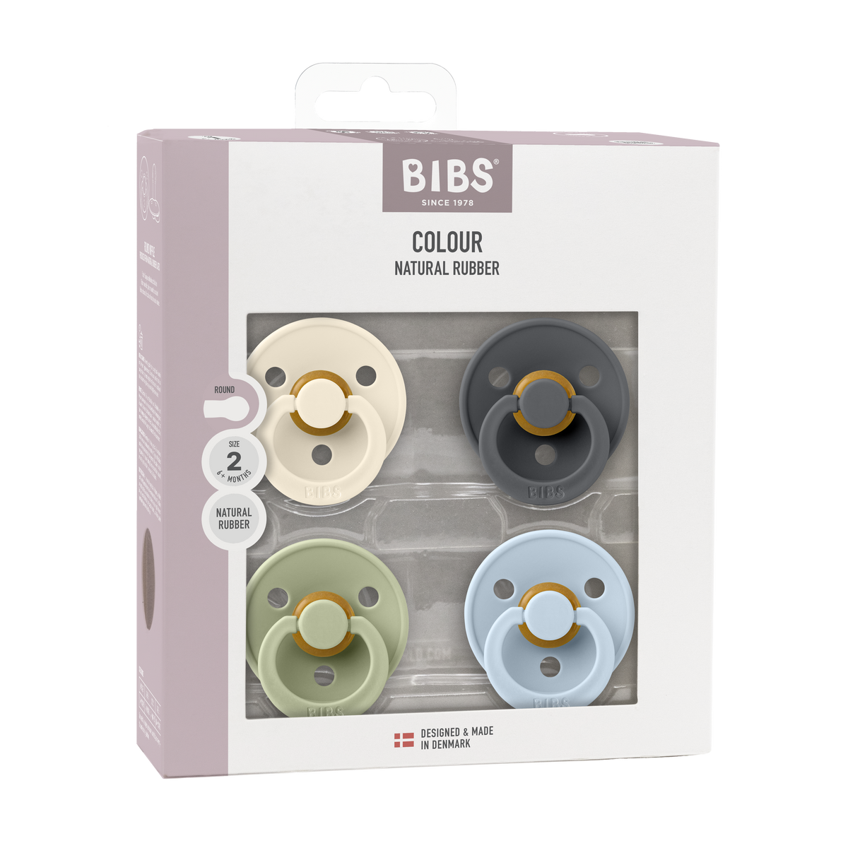 Bibs Colour 4-pak sutter i størrelse 2 og farvemixet Iron Mix