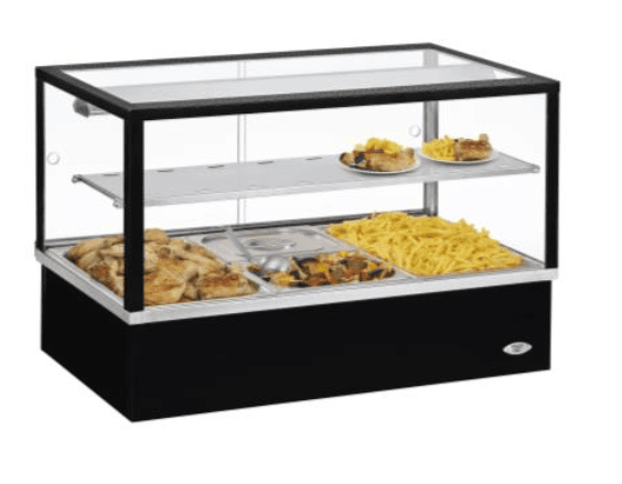 Roller Grill BMV30B sort varmemontre med panoramiske glassider til 3x 1/1 GN