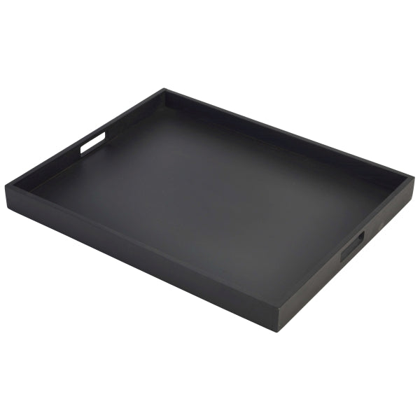 Solid Black butlers tray fra Genware i akacietræ, 53,5 x 42,5 x 4,5 cm