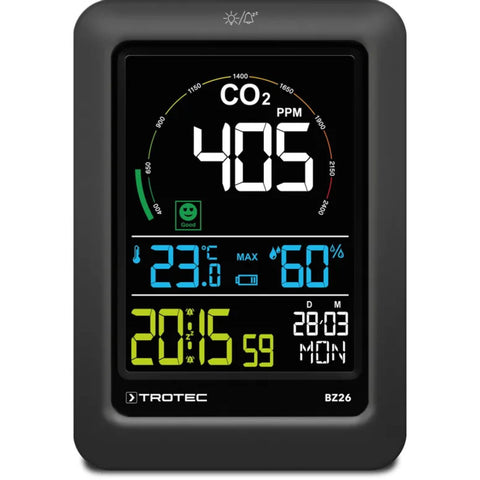 Trotec BZ26 CO2-luftkvalitetsmåler til hjem, kontor og klasseværelse
