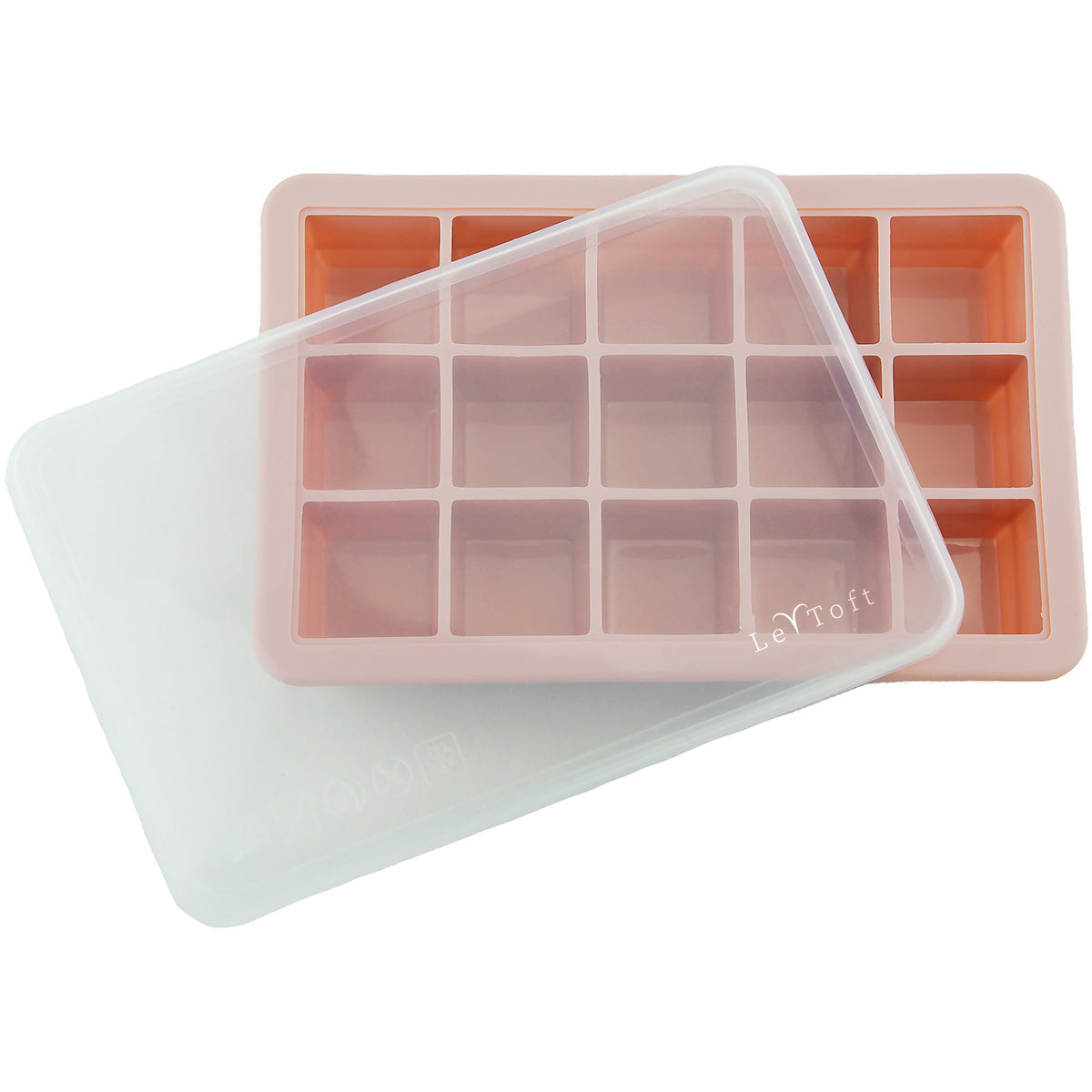 Le Toft fryseboks i silikone med 15 rum til babymad i farven Smokey Rose