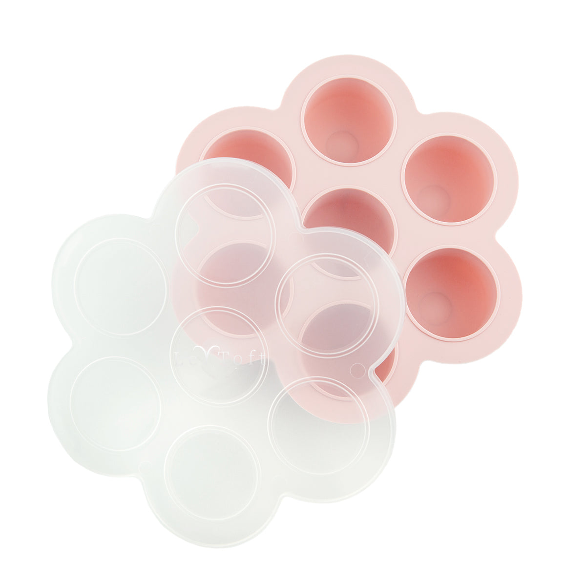 Le Toft fryseboks i silikone med 7 rum til babymad i farven smokey rose