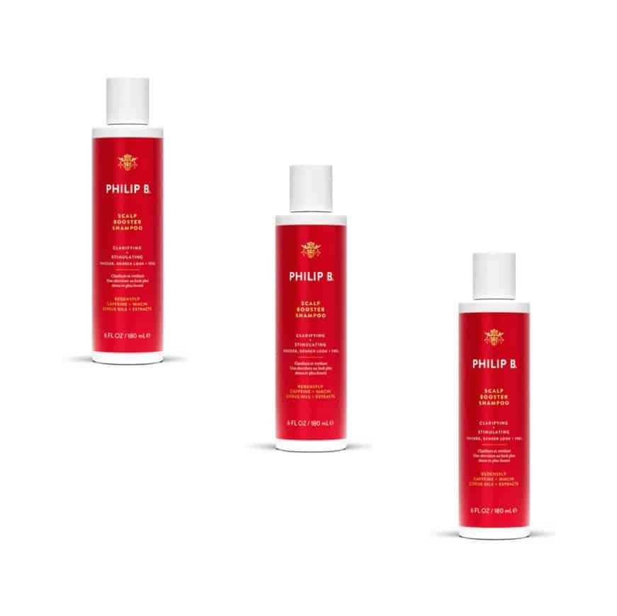 Tre flasker Philip B Scalp Booster Shampoo à 180 ml