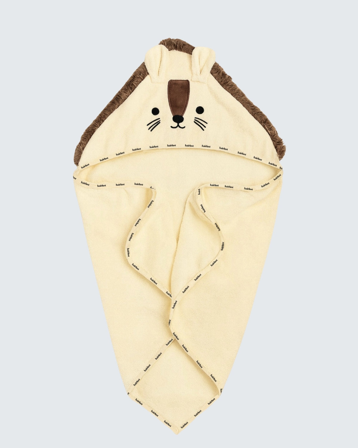 Hairlust Bamboo Baby Hooded Towel badehåndklæde med hætte i bambus med Lion-motiv