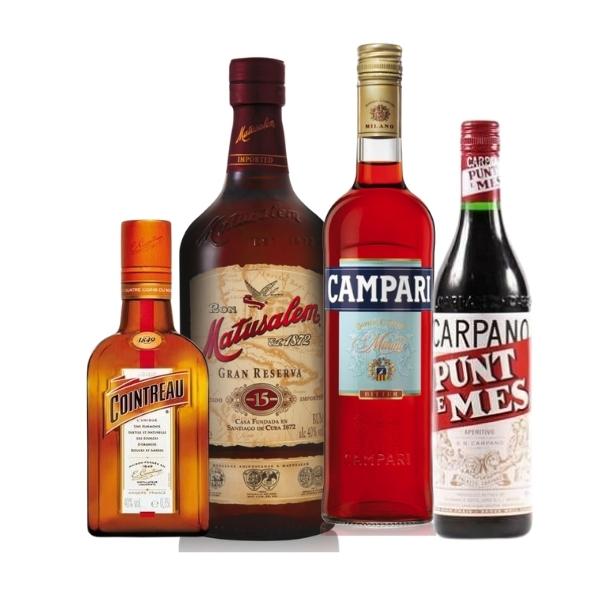 Negroni Latino drinkspakke til cocktails med rom, Campari og Cointreau