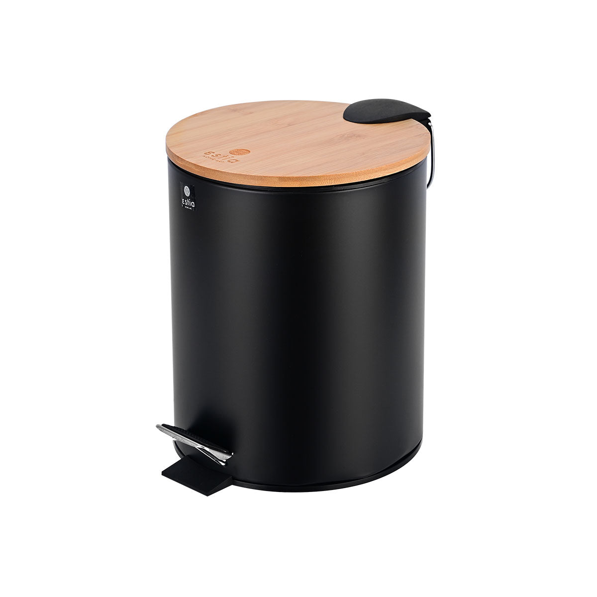 Sort pedalspand på 5 liter med bambus og softclose fra Naga