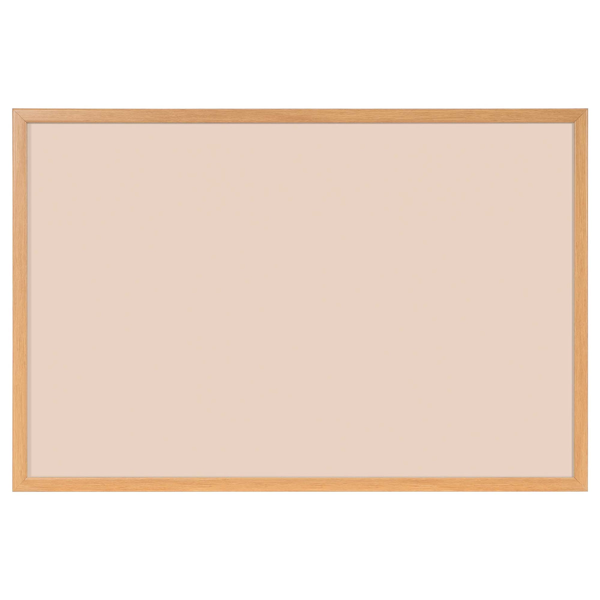 Beige whiteboard med MDF-ramme i egetræslook, 120 x 90 cm, hængt på væg