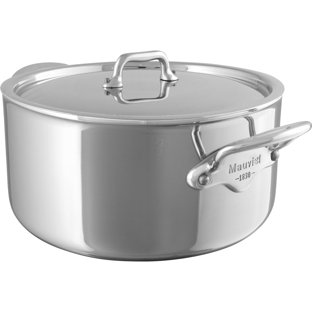 Mauviel Cook Style gryde med låg i rustfrit stål, 8,6 liter