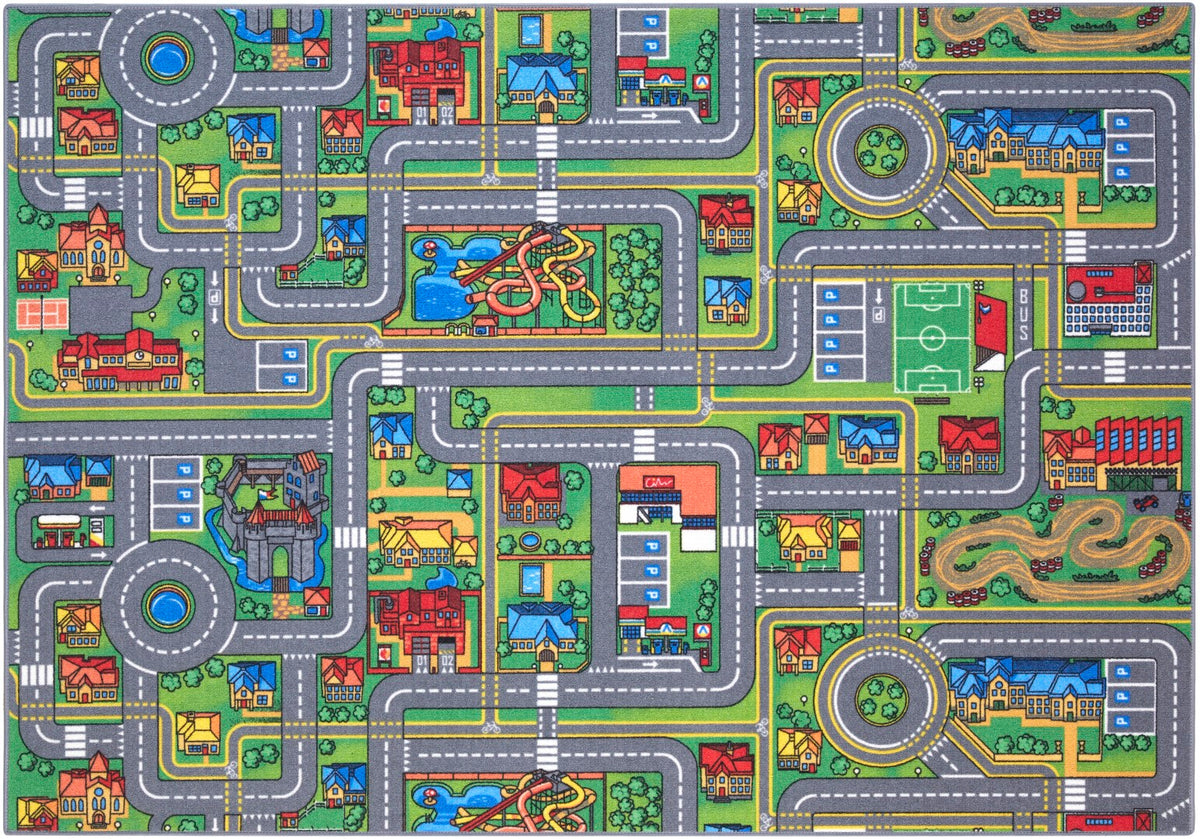 Bil legetæppe Playcity fra Associated Weavers, 140 x 200 cm, til børneværelset