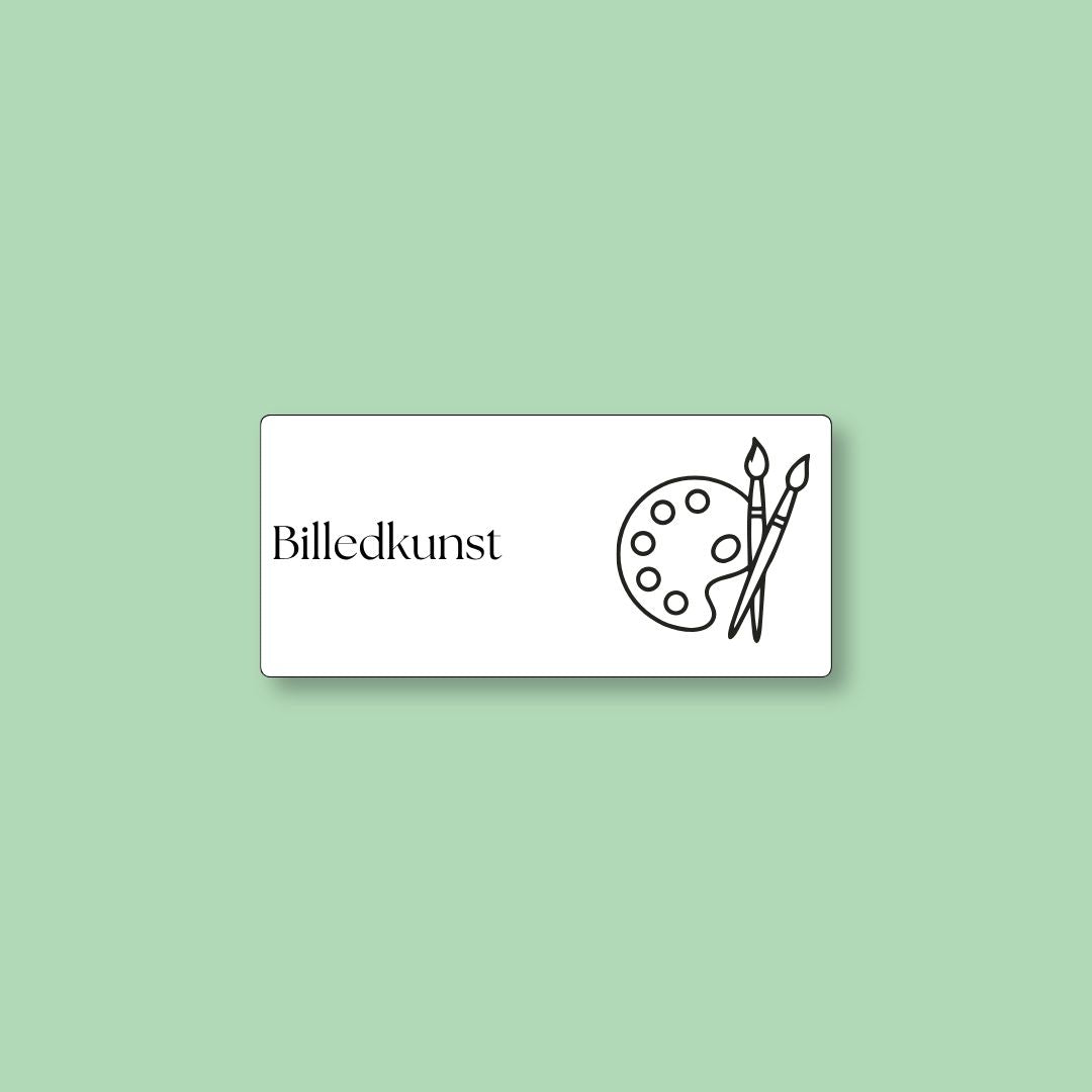 Hvid magnetisk ToDoodle skemabrik med motiv til faget billedkunst