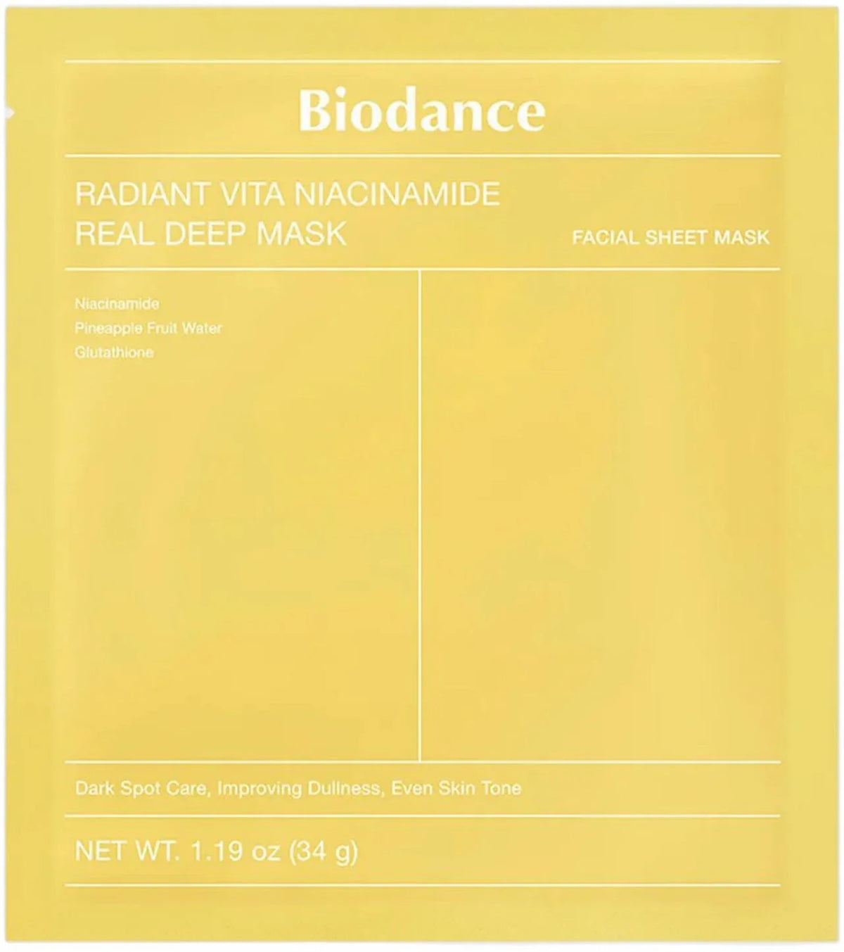 Biodance Radiant Vita Niacinamide Real Deep Mask, nærende sheet-maske