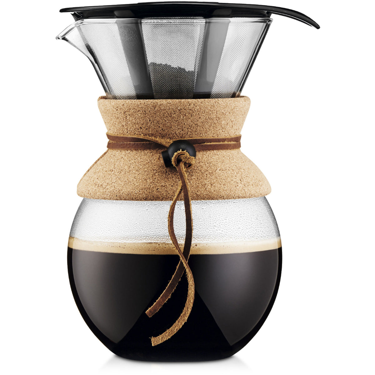 Bodum Pour Over kaffebrygger i glas med korkkrave og stålfilter