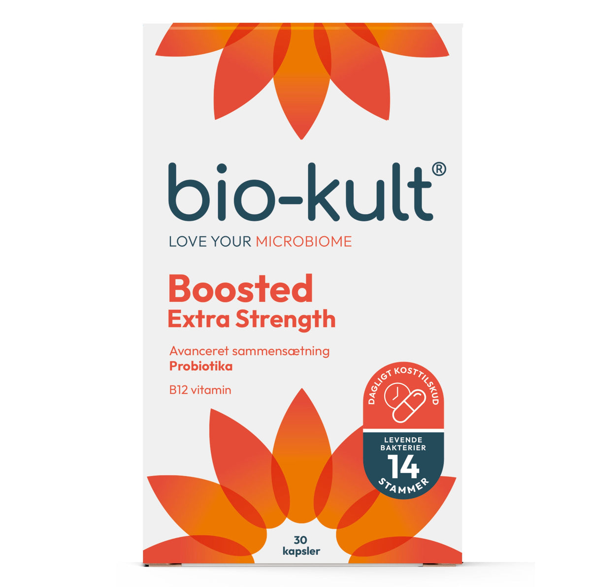 Pakning med Bio-Kult Boosted Extra Strength probiotika, 30 kapsler