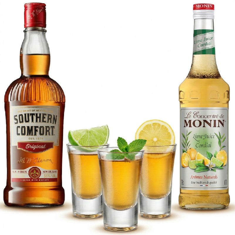 Små Kolde drinkspakke med Southern Comfort Original og lime cordial til shots