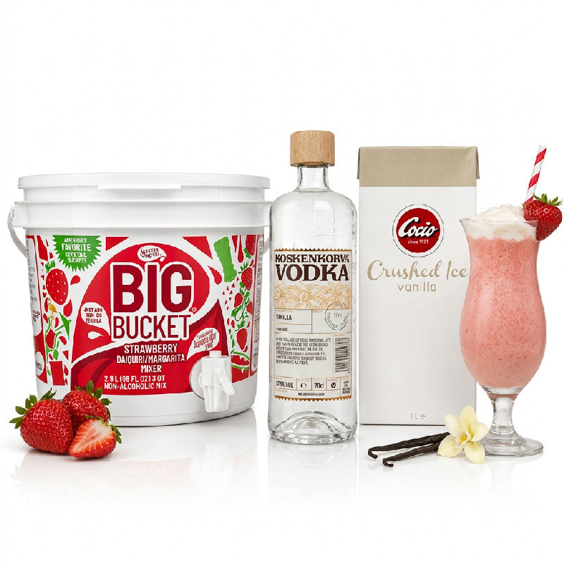 Big Bucket Strawberry Milkshake drinkspakke til frozen cocktail i spand