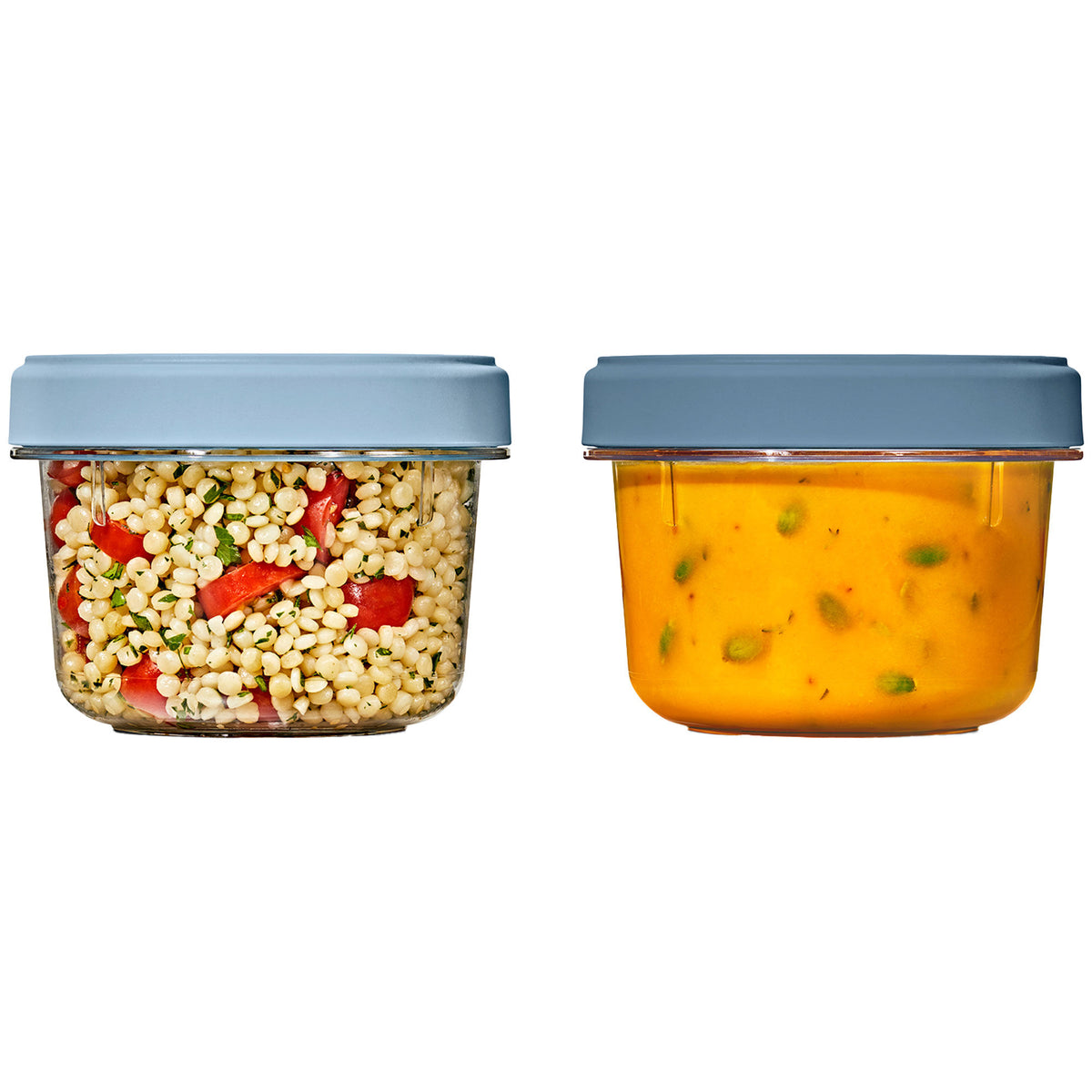 To OXO Twist & Stack madbeholdere på 592 ml til opbevaring af mad