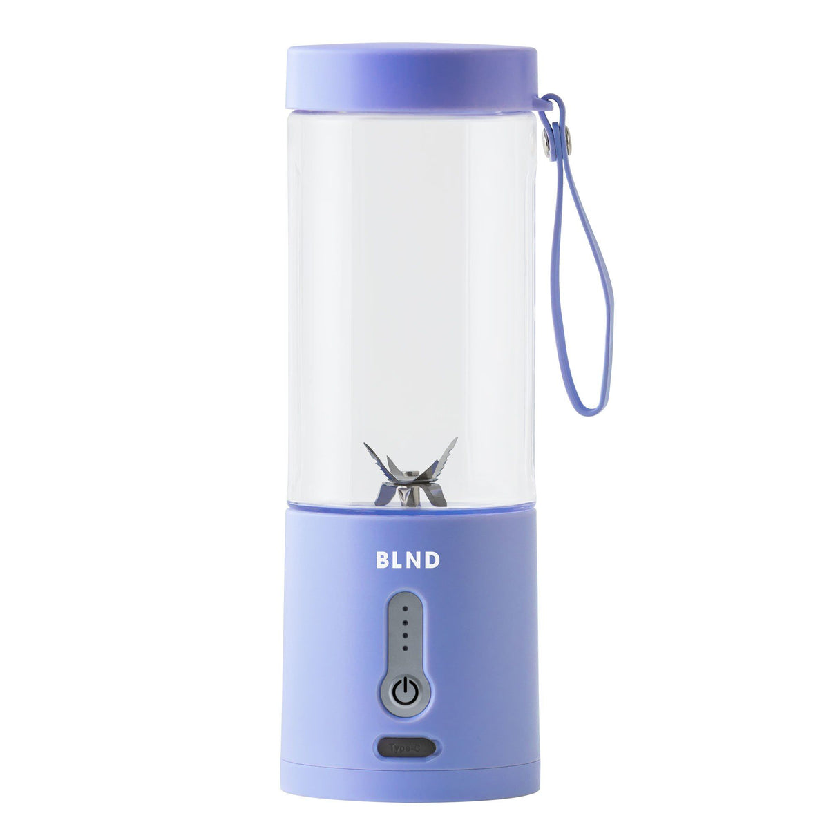 Blå portabel blender fra Blnd med praktisk bærehåndtag