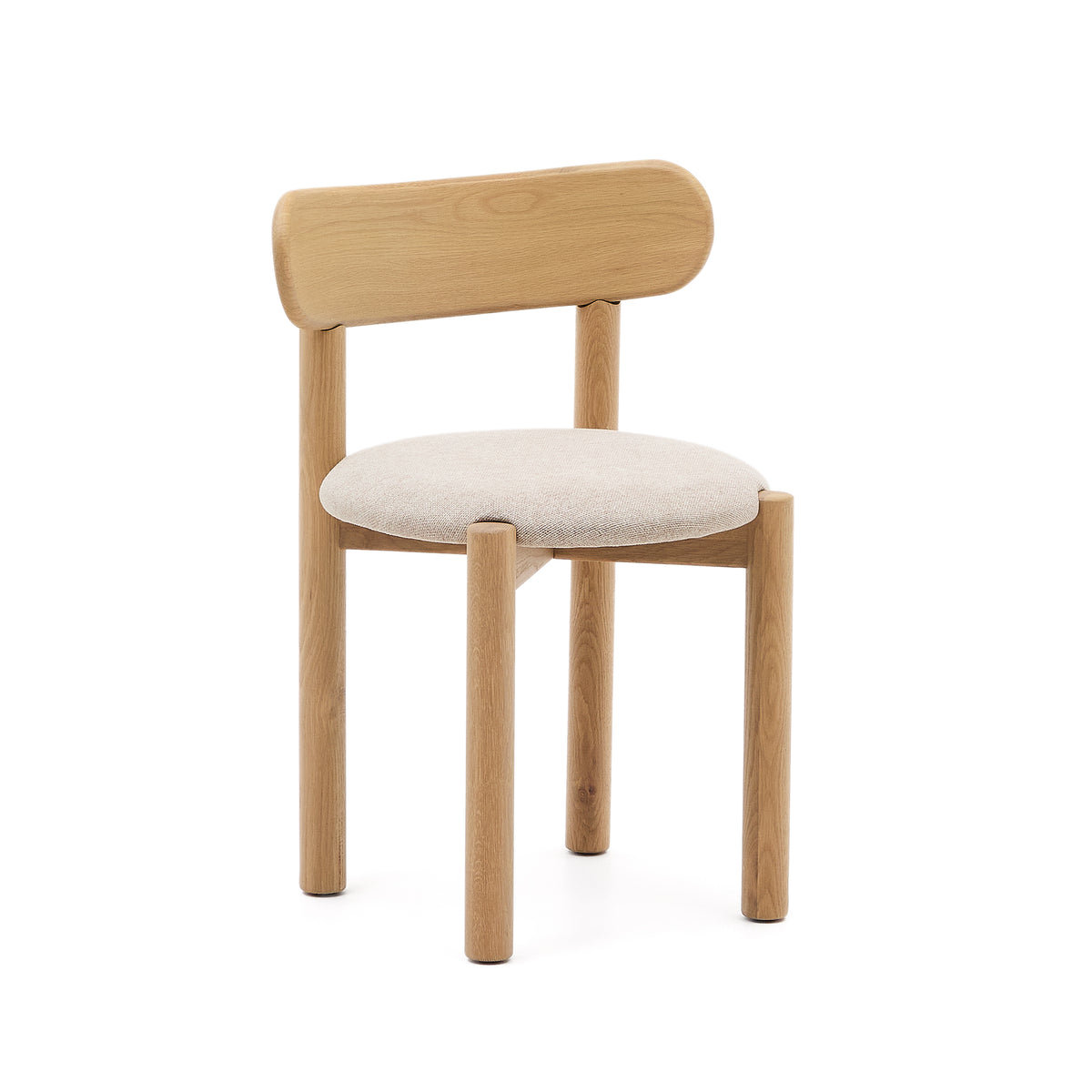 Spisebordsstol Kave Home Nebai i beige chenille og natur egetræ
