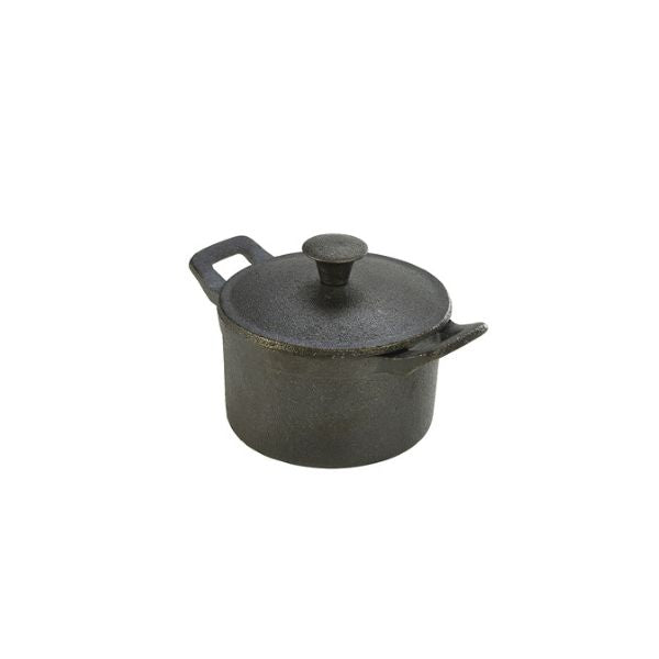 Genware mini støbejernskasserolle på 10 x 6 cm og 40 cl