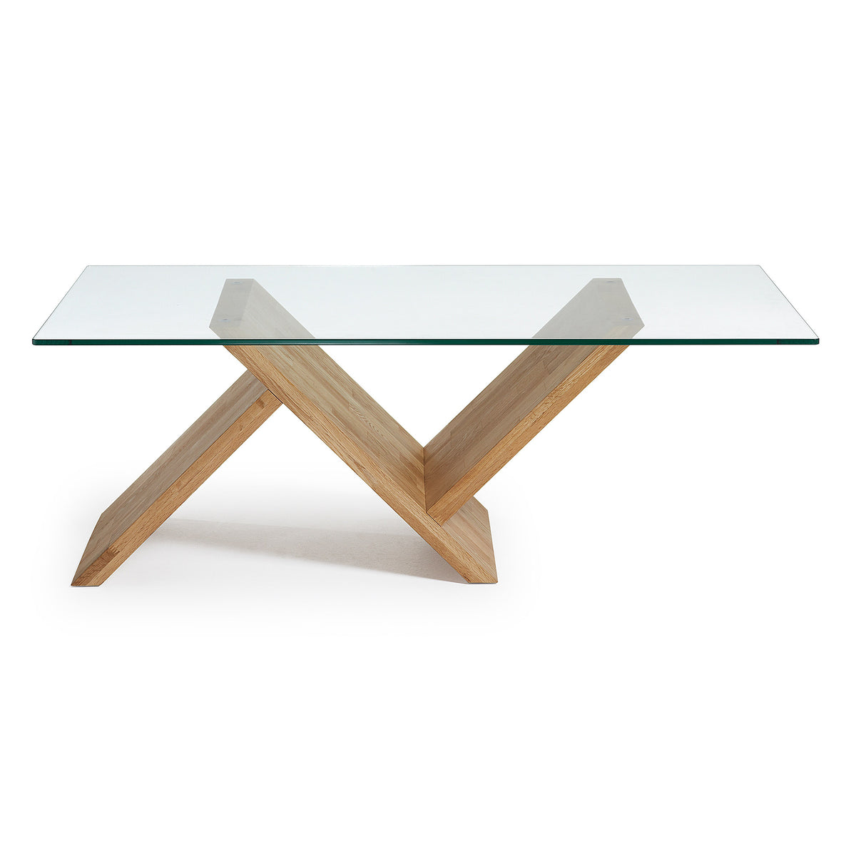 Rektangulært Waley sofabord fra Kave Home i klar glas og natur egetræ, 120x70 cm
