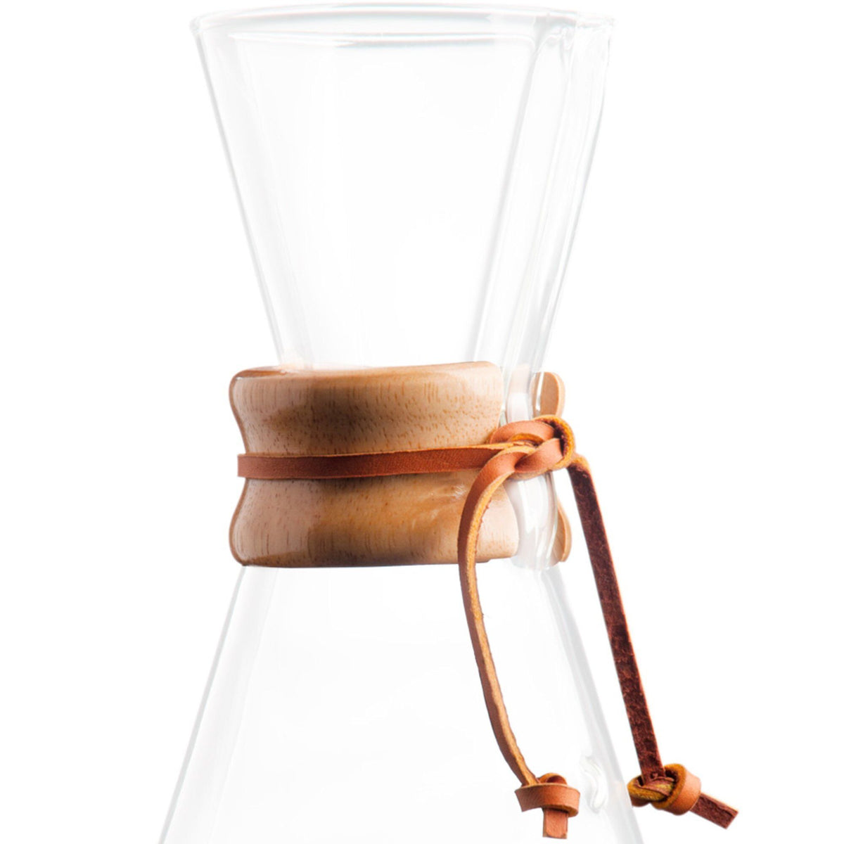 Trækrave med skindsnørrebånd til Chemex Classic kaffebrygger til 3 kopper