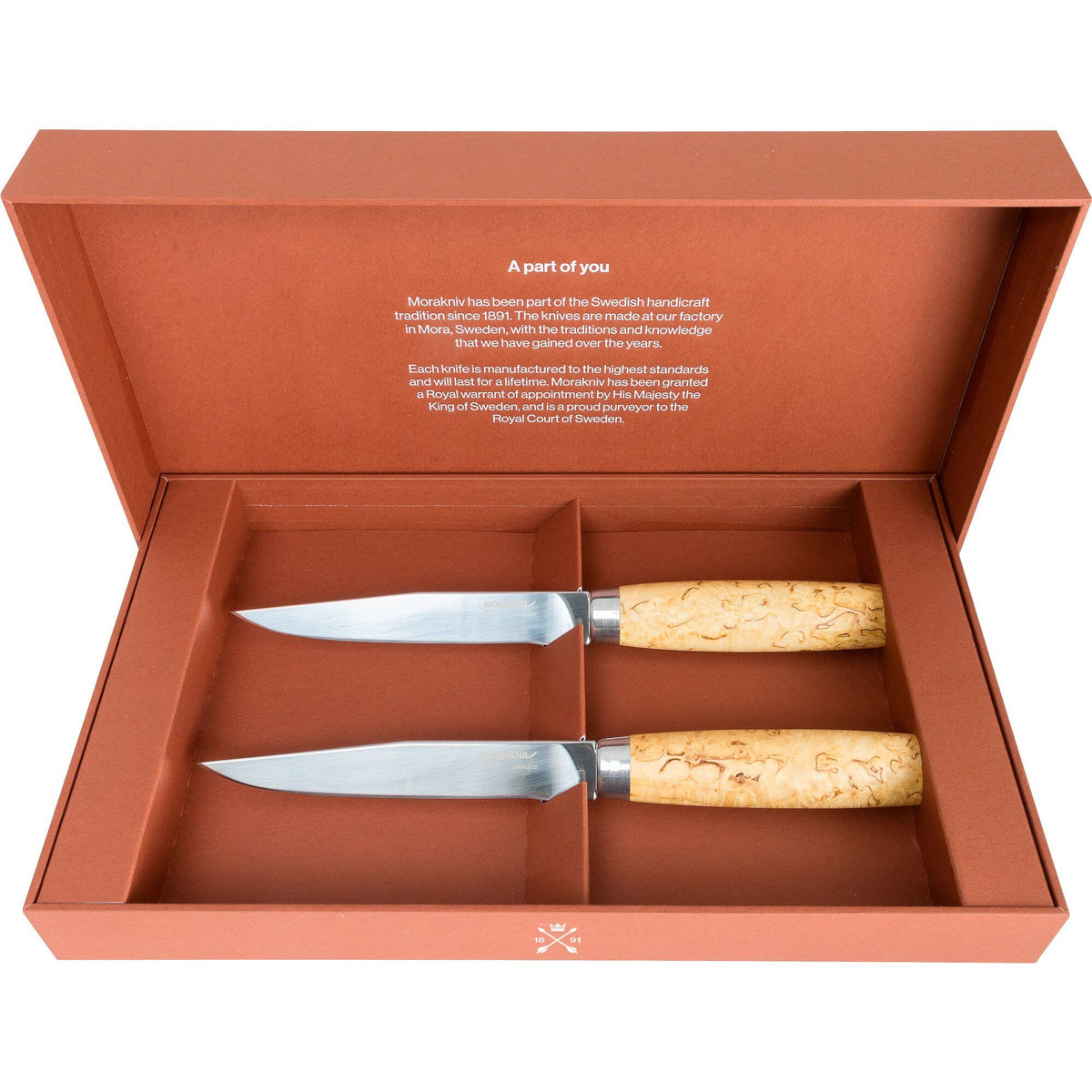 Morakniv Masur steakknive, 2 stk., med håndtag af masurbirk