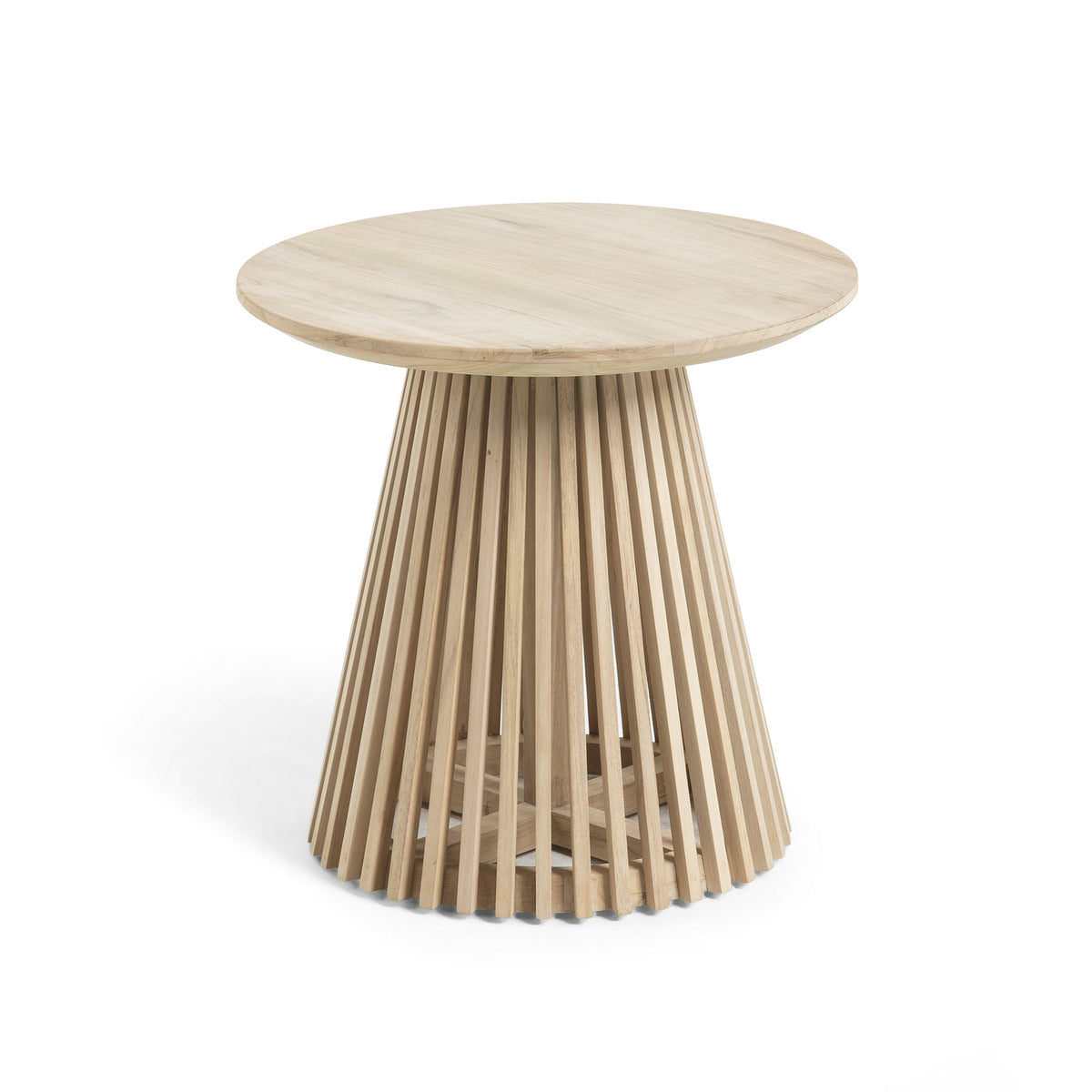 Kave Home Irune rundt sidebord i natur teaktræ, Ø50 cm