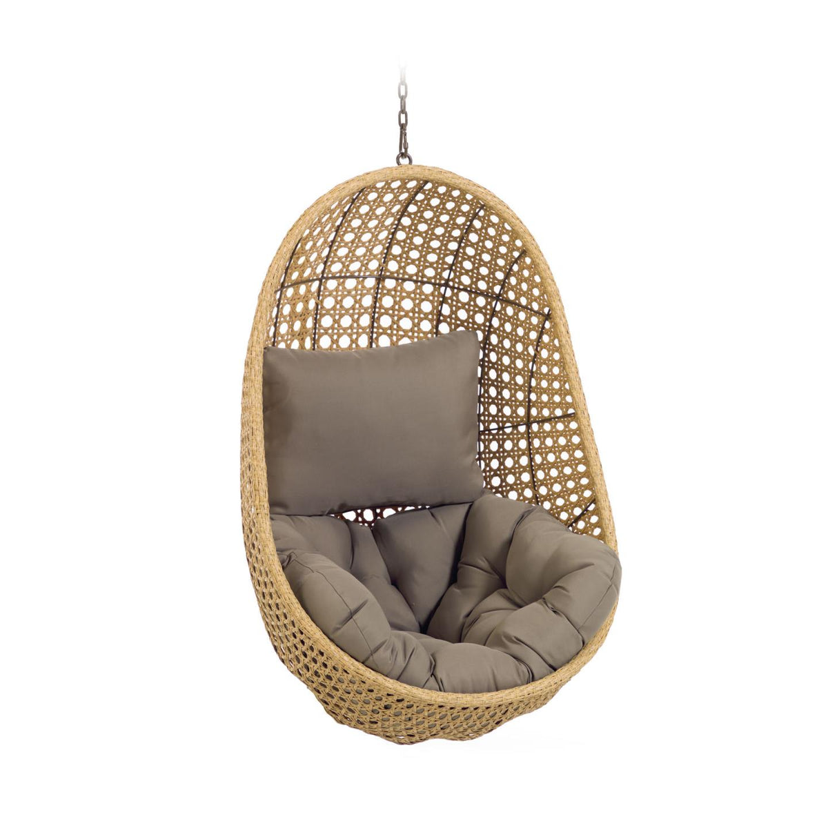 Kave Home Cira hængestol med hynder i natur polyrattan og rattan