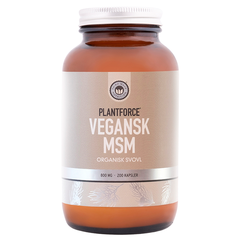Pakning Plantforce Vegansk MSM 800 mg kosttilskud med 200 kapsler